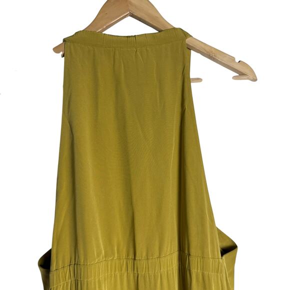 Tibi Eco Silk Yellow Sleeveless Halter Flounce Shift Midi Dress Size 8 - Picture 9 of 12